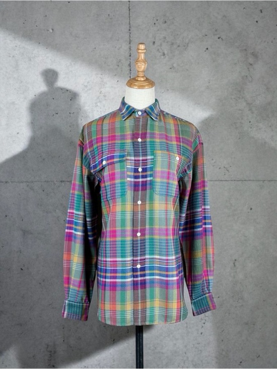 Ralph Lauren Blue Label Tops - Ralph Lauren Blue Label c. 1980s Button-Down Shirt Sunset Madras Plaid | 10